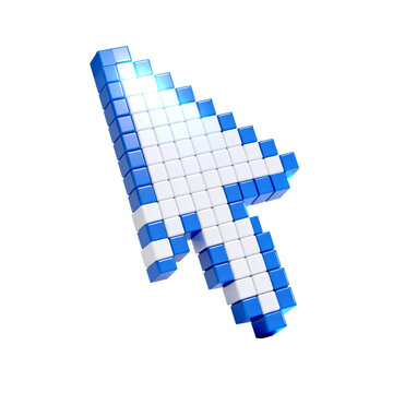 3D Pixelated Computer Mouse Cursor Arrow Icon