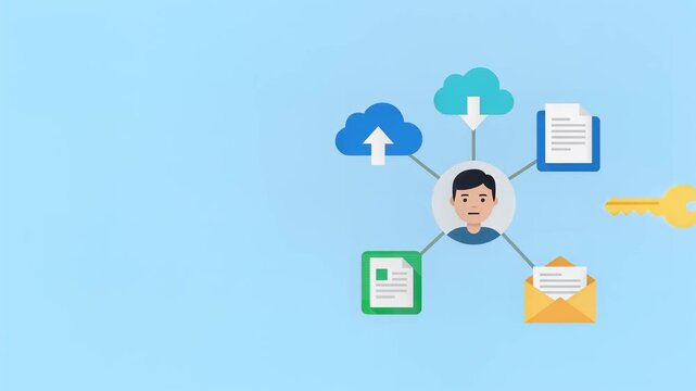 Data Security and User Identity Management Flat Illustration Sequence