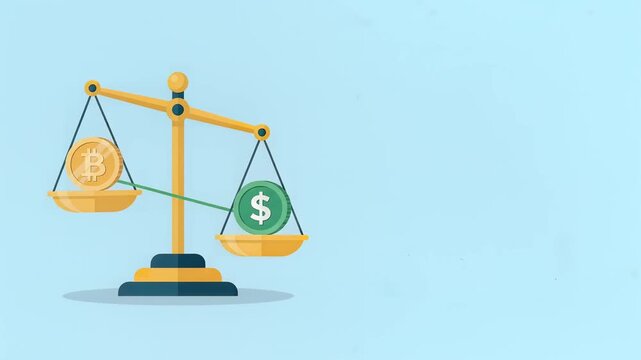 Bitcoin Versus Dollar Currency On Balance Scale Illustration