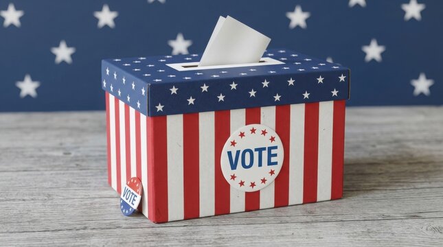 Patriotic Voting Box with Ballot , Election Law Justice And Democracy Concept.