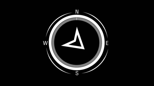 Compass rose animation displays directional navigation arrows on dark. Navigational cartography coordinates guide compass rose animation. Maritime waypoint routing uses it.