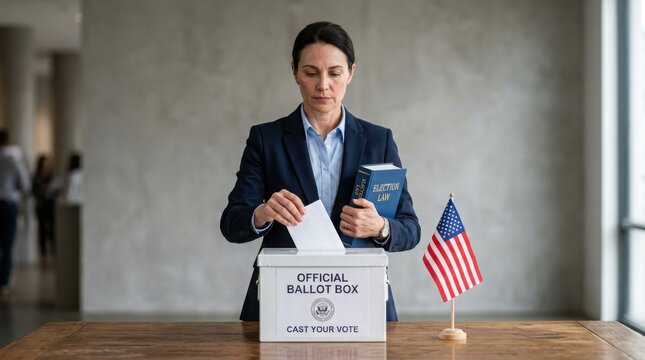 woman casting her ballot , Election Law Justice And Democracy Concept.