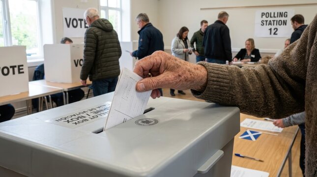 voting in a polling station , Election Law Justice And Democracy Concept.