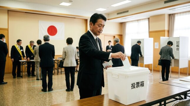 Man casting ballot in election , Election Law Justice And Democracy Concept.