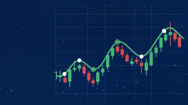 Financial Candlestick Chart with Moving Average Trendline Comparison