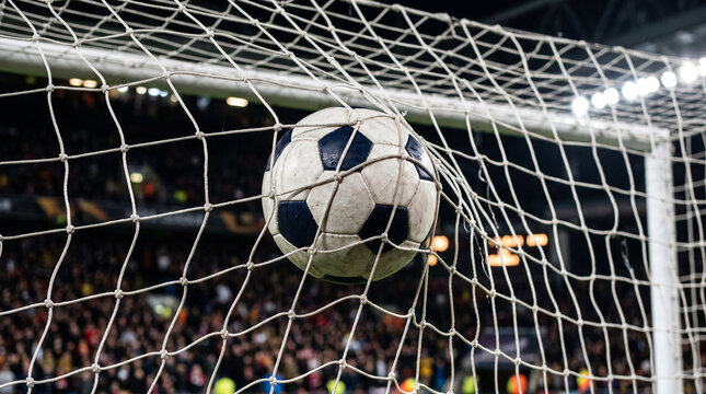 Soccer ball hitting the net during a thrilling NWSL playoff match  