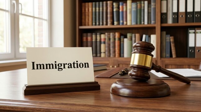 immigration law concept with gavel , Election Law Justice And Democracy Concept.
