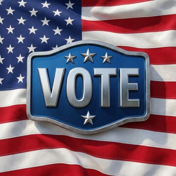 American flag with vote sign , Election Law Justice And Democracy Concept.