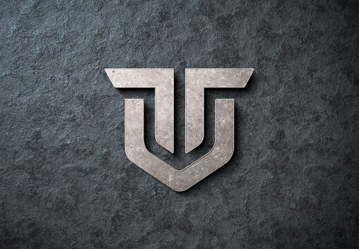 Damaged Metal Logo Mockup with 3D Effect