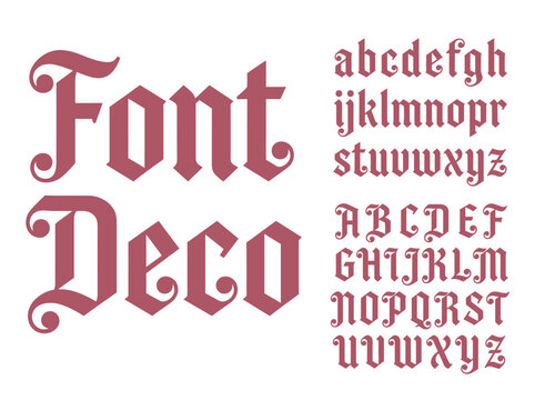 Elegant Decorative Gothic Alphabet Font Vector - Vintage Blackletter Typography Set with Flourishes for Logo Design and Branding