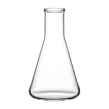 Laboratory glassware erlenmeyer flask on transparent background