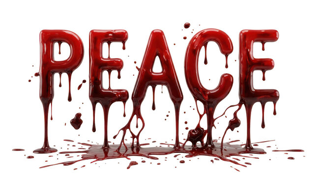 The word peace written in dripping red blood style lettering for horror themes and spooky designs