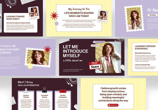 About Me Presentation Template, Creative Pastel Scrapbook Slide Deck for Self Introduction, Personal Profile, Portfolio & Resume