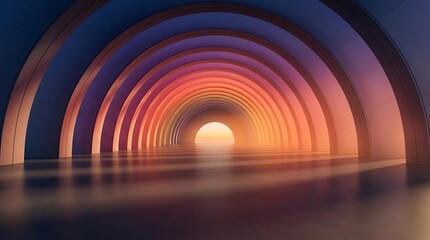 Fototapeta premium A vibrant and mystical architectural tunnel a 3d abstract pattern background for modern designs, JPEG