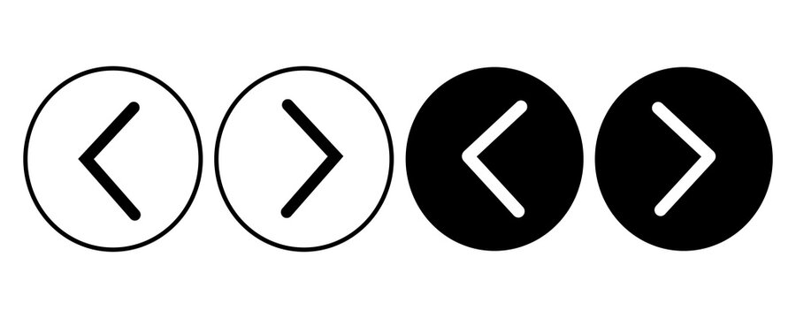 Set of black and white circular arrow icons for navigation and user interface design