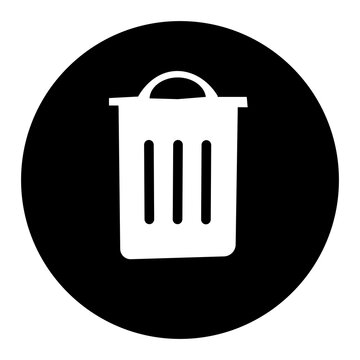 Simple black and white trash can icon for deleting items in a user interface design