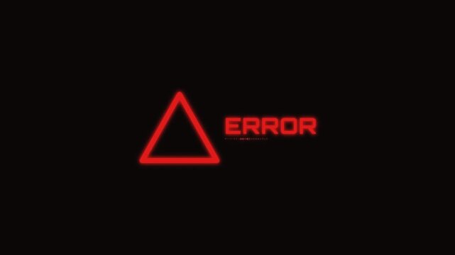 Red error message signs with warning triangles on black background