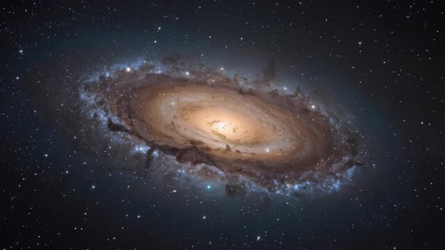 Spiral Galaxy in Deep Space with Stars, Night Sky, and Glowing Cosmic Dust Astronomy