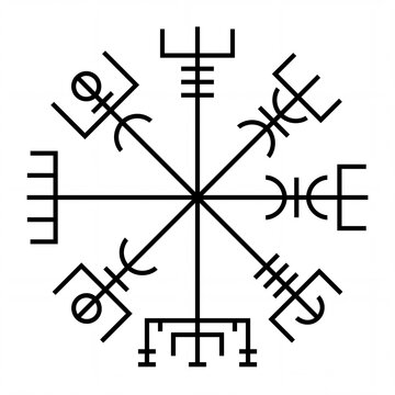 Viking compass vegvisir symbol isolated on white background