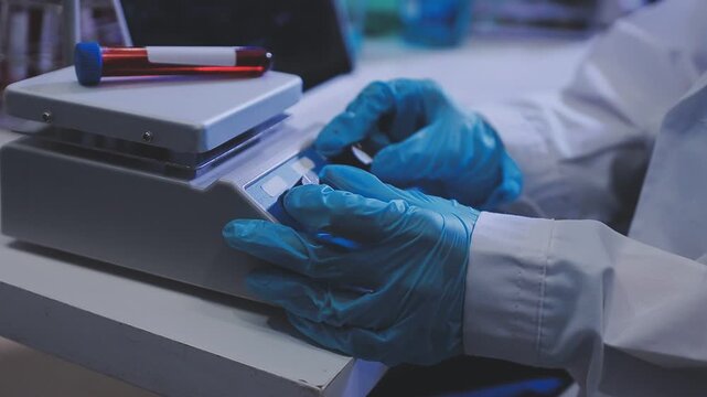Food scientists in lab coats, testing samples, and analyzing food safety and quality in a modern laboratory