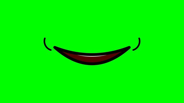 Cartoon mouth expressions with different smiles on green screen