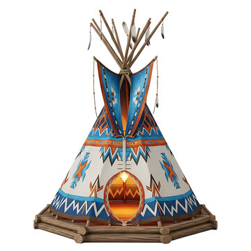 Native American teepee decorative lamp base with feathers