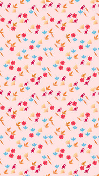 Floral seamless pattern with small flowers and leaves