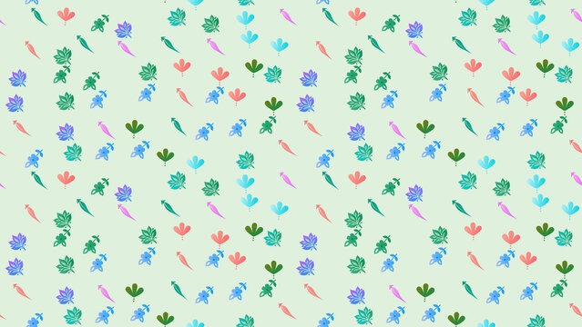 Pastel floral and leaf pattern