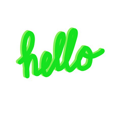 Hand-drawn bright green hello lettering typography text vector illustration © ALDABI