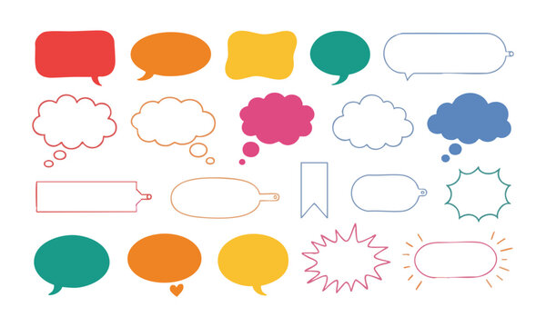 Hand Drawn Thought Bubbles Labels and Message Frames.