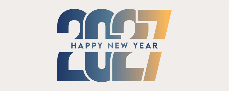 New Year 2027 bold typography banner vector illustration