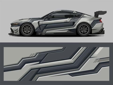 Gray Racing Car Speed Design Illustration