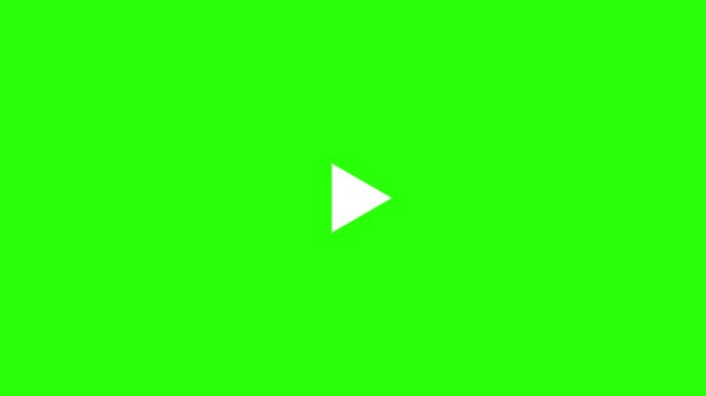 White Video start and pause with mouse cursor clicking effect. Mouse cursor clicking play button changing into pause button on green screen.