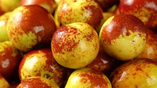 Fresh Jujubes and Chinese Dates in Close-up	