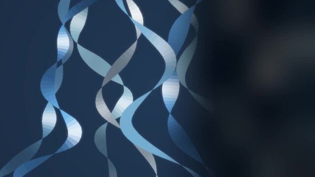 Flowing silk ribbons abstract background with copy space for text seamless loop in calm blue tones