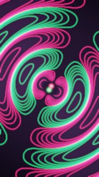 Oscillating Dipole Radiation With Electric Field Line Loops Detaching And Propagating Seamless Loop in cool magenta tones vertical 9:16