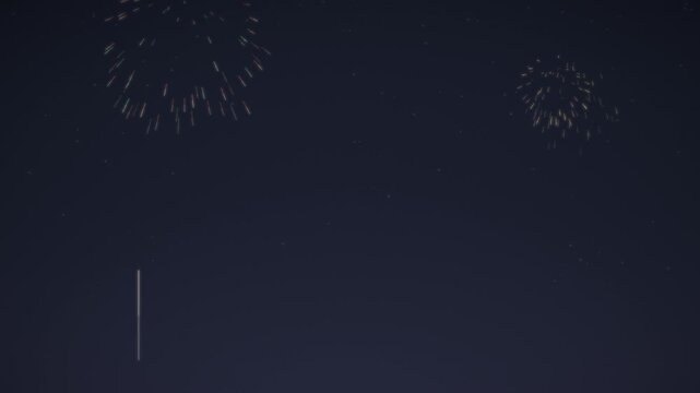 Colorful Fireworks Bursting Over Night Sky Seamless Loop in vibrant red tones