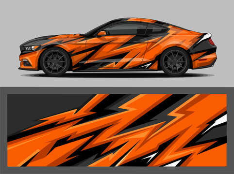 Orange Camouflage Sports Car Side View