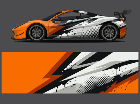 Orange Racing Car Speed Artwork