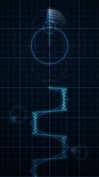 Fourier Series Epicycles Tracing a Waveform Seamless Loop in bright cyan tones vertical 9:16