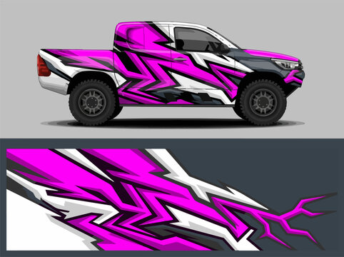 Pink Camouflage Pickup Truck Side View