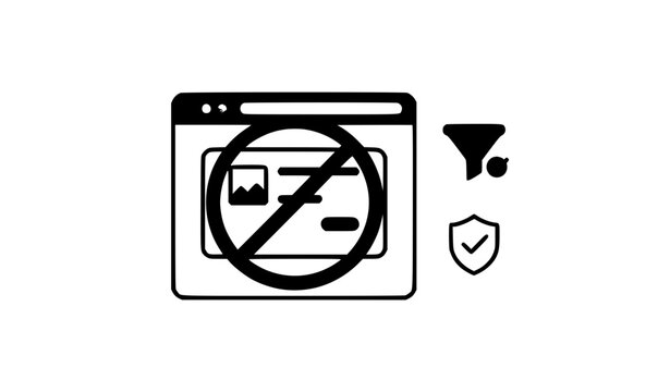 Online Ad Blocking Browser Vector Illustration for Digital Advertising Filter and Privacy