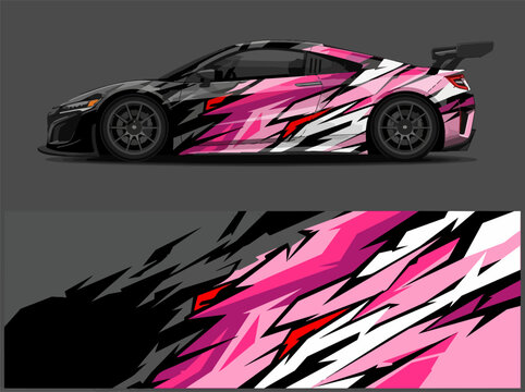 Pink Camouflage Racing Car Side View
