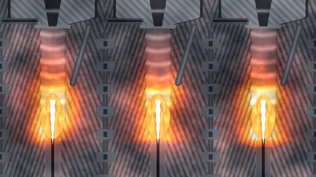 Laser welding keyhole cross section with vapour cavity, molten pool and solidification ripples along a vertical seam in rich mill tones