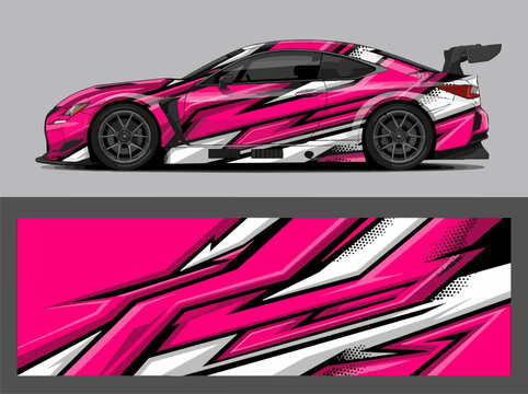 Pink Racing Car Speed Design Illustration