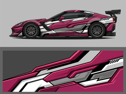 Pink Racing Car Speed Design Vector