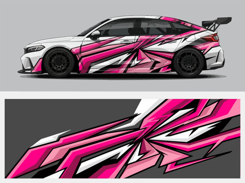 Pink Shattered Sport Car Illustration