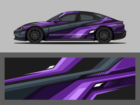Purple Camouflage Sport Car Side View