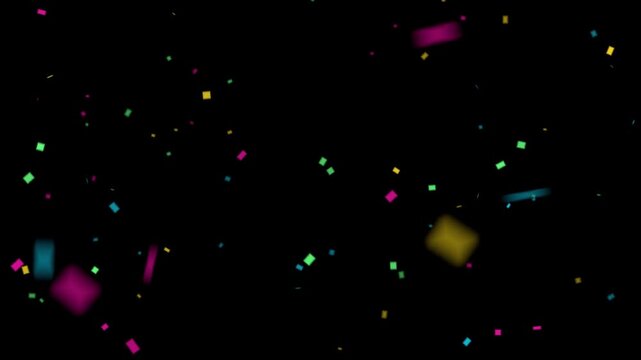 Falling confetti overlay on black background seamless loop
