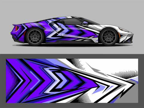 Purple Geometric Sport Car Design